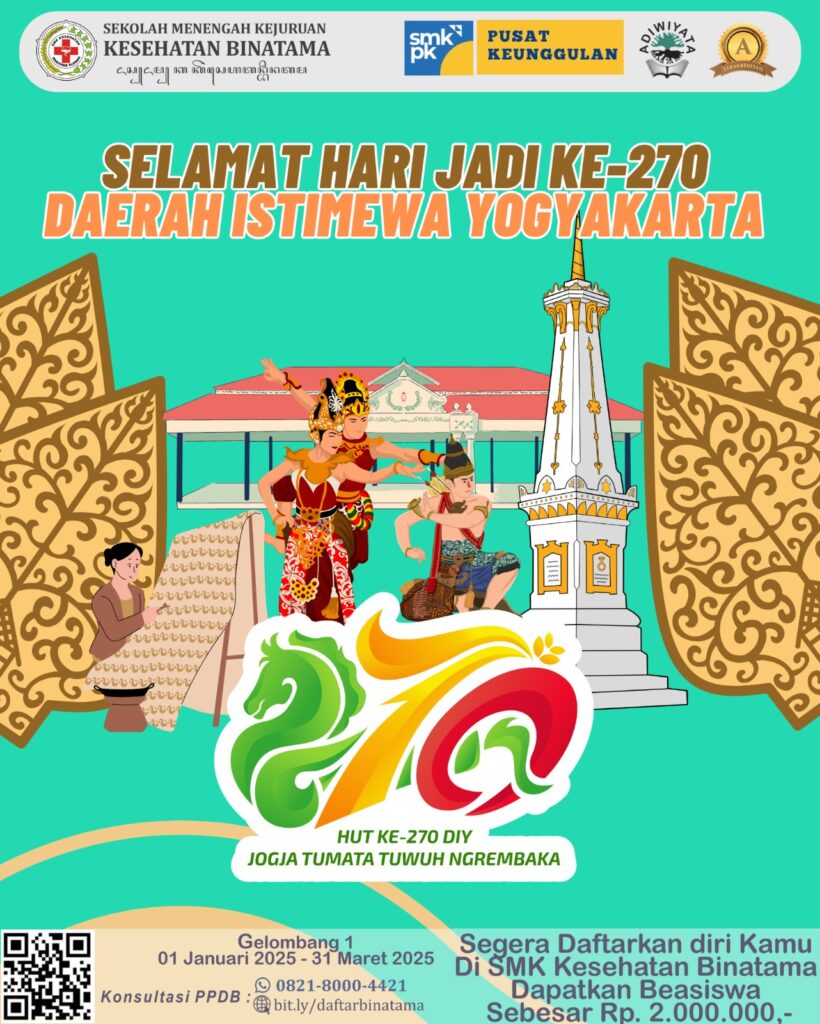SMK Kesehatan Binatama Mengucapkan Selamat Hari Jadi Daerah Istimewa Yogyakarta ke-270 WhatsApp Image 2025 02 20 at 09.04.57 820x1024 - SMK Kesehatan Binatama Mengucapkan Selamat Hari Jadi Daerah Istimewa Yogyakarta ke-270